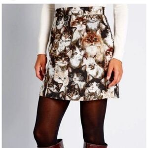 ModCloth All Over Cats Kittens Cat Lady Tapestry Knit Canvas Lined Skirt Size 24